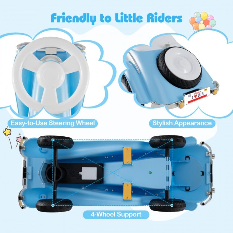 Toddler Ride on Toy Classic Sliding Car with Horn and LED Headlight-Blue
