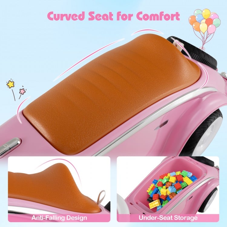 Toddler Ride on Toy Classic Sliding Car with Horn and LED Headlight-Pink