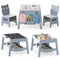 Toddler Table and 2 Chairs 5-in-1 Cute Art Desk Set with Reversible Chalkboard Whiteboard-Grey