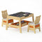 Toddler Table and 2 Chairs 5-in-1 Cute Art Desk Set with Reversible Chalkboard Whiteboard-Natural