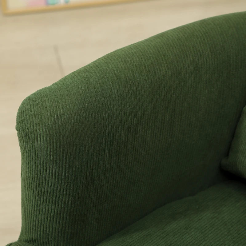Modern Accent Chair, Upholstered Armchair with Solid Wood Legs and Lumbar Pillow for Living Room, Green