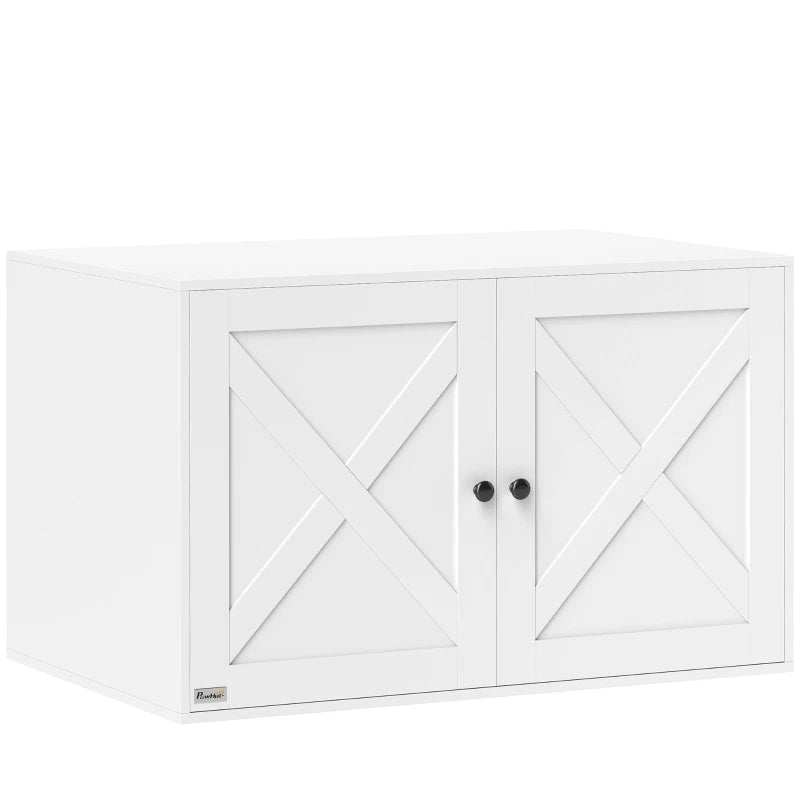 Cat Litter Box Enclosure with Double Doors, Handles, Fit Most of Cat and Litter Box, 31.5" x 21" x 20", White