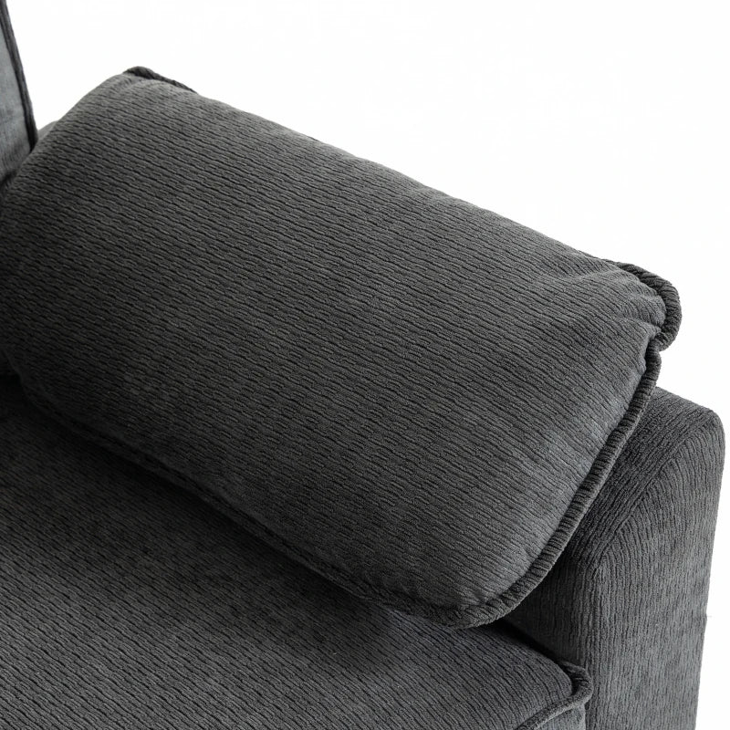 4-Seat Sectional Sofa Bed with Double Pull-Out Sleeper – Dark Grey Chenille