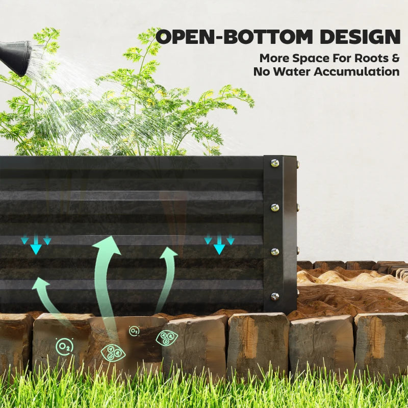 Galvanized Raised Garden Bed, Outdoor Planter Box for Vegetables, Flowers, Herbs, 4' x 2' x 1', Black