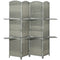 6 FT Privacy Screen, 4 Panel Room Divider with Shelves for Living Room Bedroom Home Office, Grey
