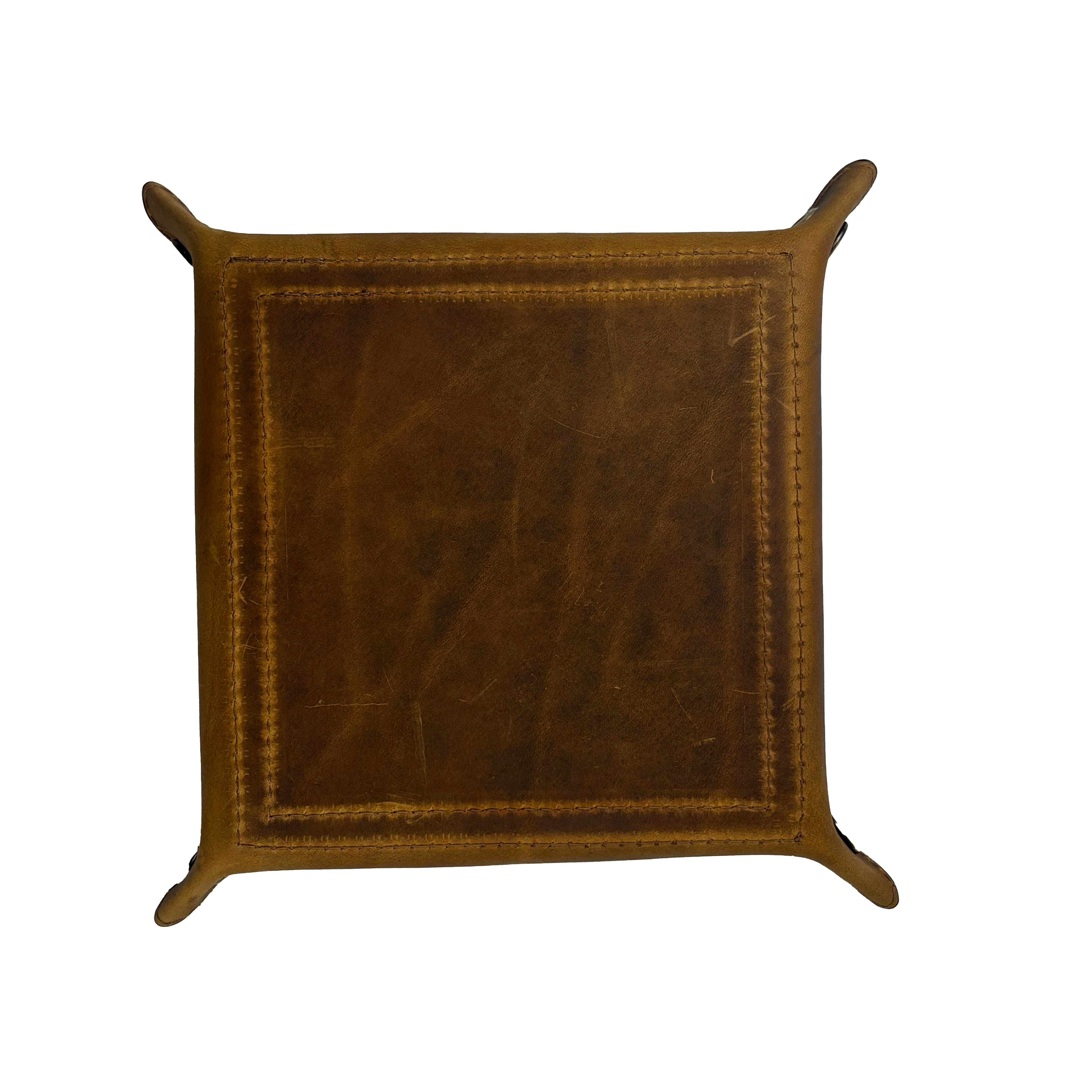 Tolredo Handcrafted Leather Valet Tray – Rich Brown