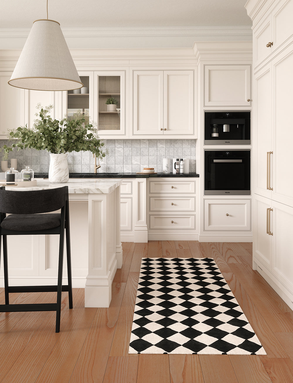 Trestres Checkered Black & Ivory Rug 