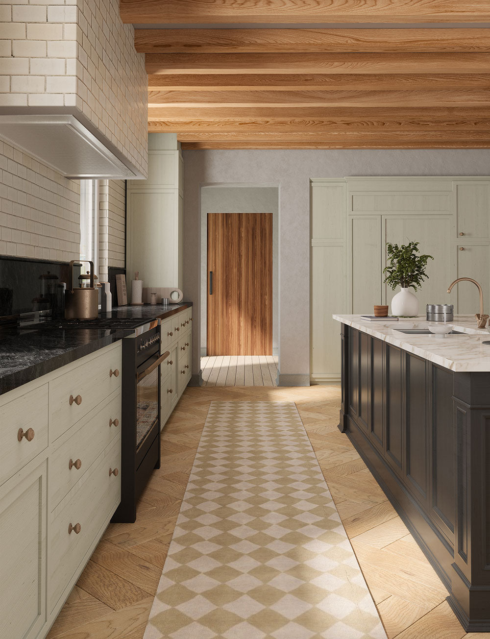 Trestres Checkered Natural & Ivory Rug 