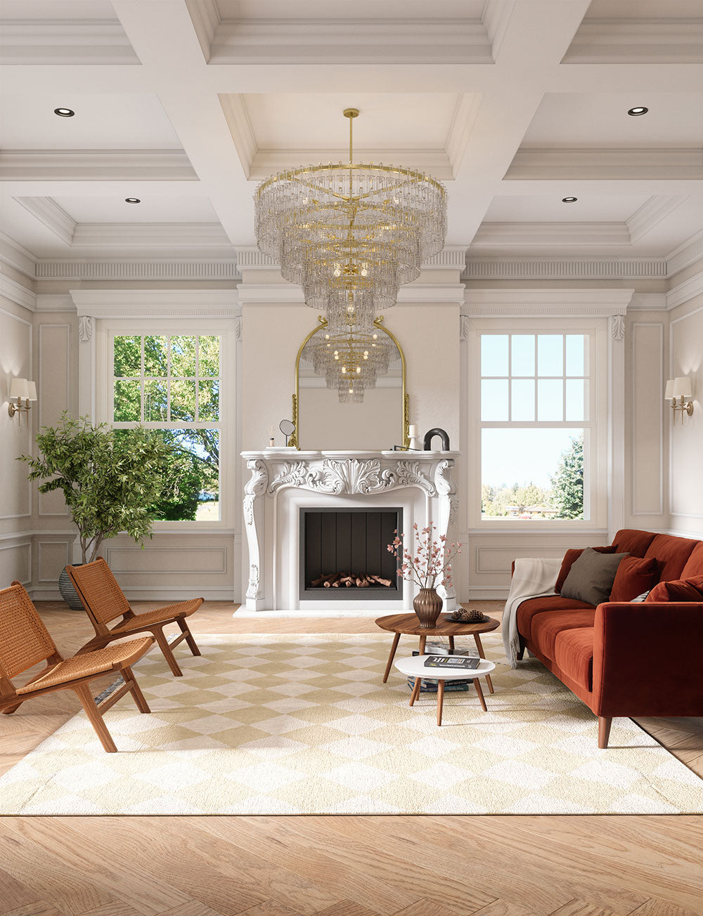 Trestres Checkered Natural & Ivory Rug 