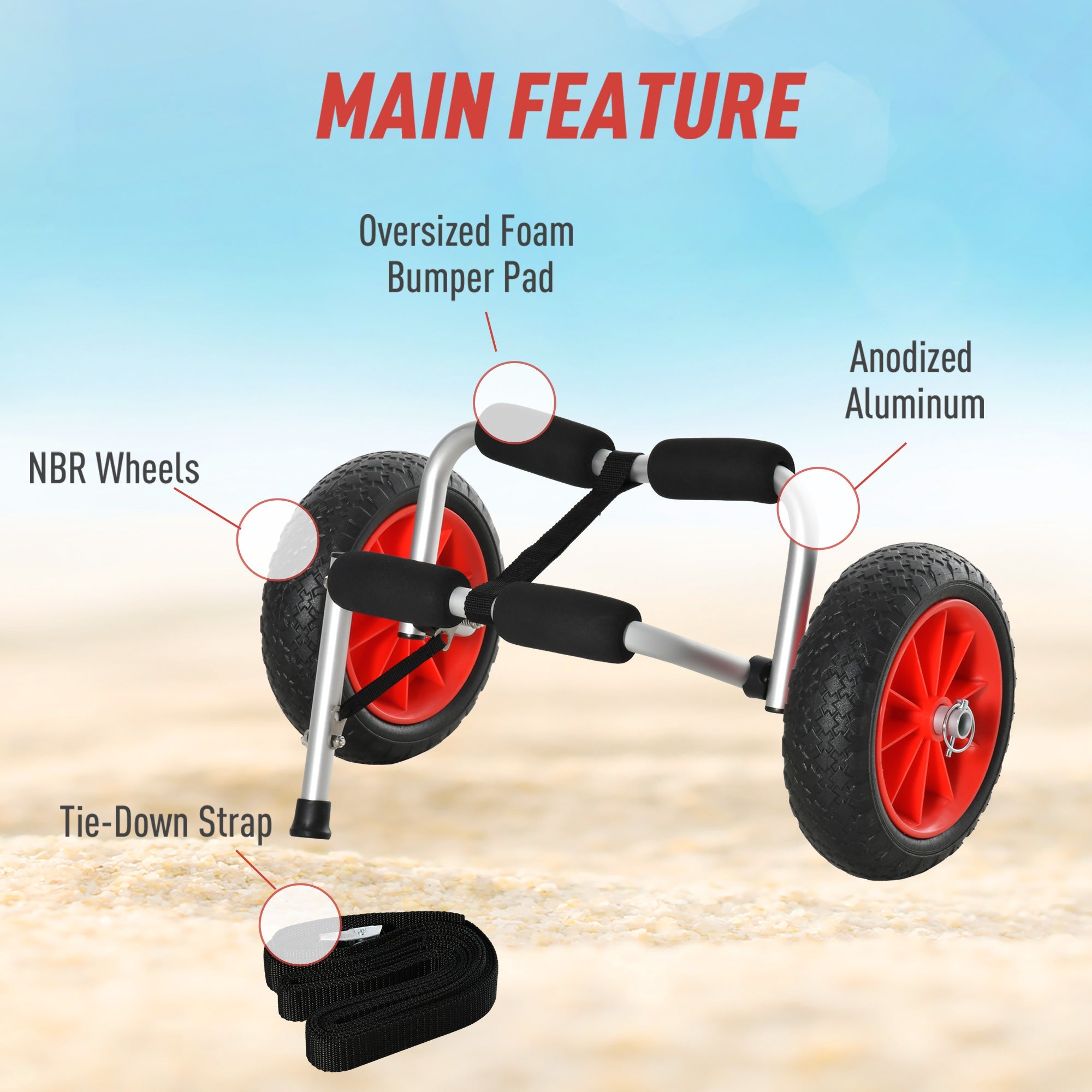 Soozier Rolling Kayak Cart Kayak Cart Dolly Transporter for Cleaning, Storing, & Maintenance with Aluminum Frame & Folding Design 