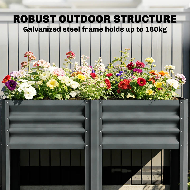 Raised Garden Bed with Legs Storage Shelf Elevated Planter Box 31.5" for Flowers Vegetables Dark Grey