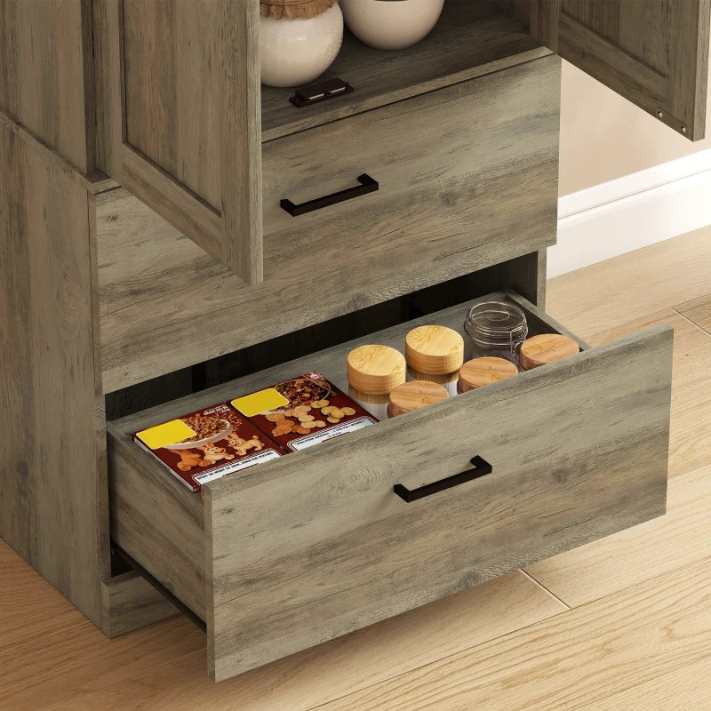 67" Tall Kitchen Pantry Storage Cabinet, Kitchen Pantry Cabinet with Doors, Drawers and Adjustable Shelves, Light Ivory
