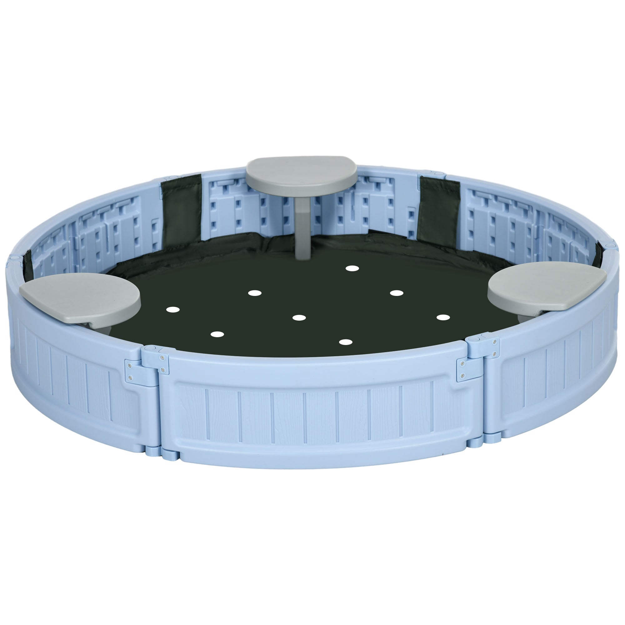 Outsunny Kids Outdoor Sandbox Cover Bottom Fabric Liner 3-12 Years Light Blue Play Area Toy 