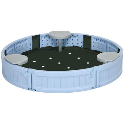 Outsunny Kids Outdoor Sandbox Cover Bottom Fabric Liner 3-12 Years Light Blue Play Area Toy 
