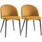 HOMCOM Set of 2 Modern Dining Chairs Velvet Upholstery Side Accent Chair Yellow