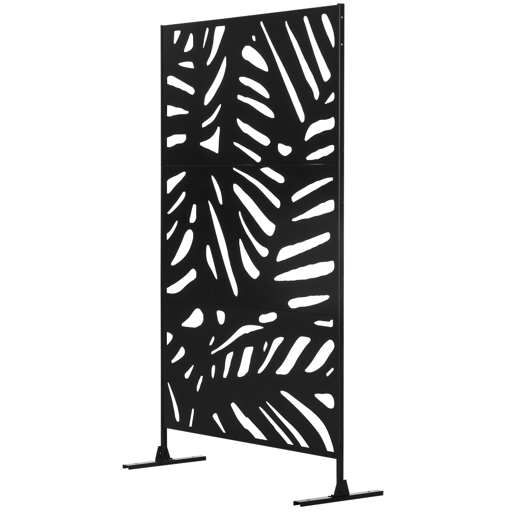 Outsunny Freestanding Metal Outdoor Privacy Screen Decorative Divider for Garden Backyard Deck Pool Black 