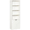 HOMCOM 4-Tier Bookshelf with Doors, White Modern Home Office Bookcase Storage Cabinet for Living Room, Bathroom, Study