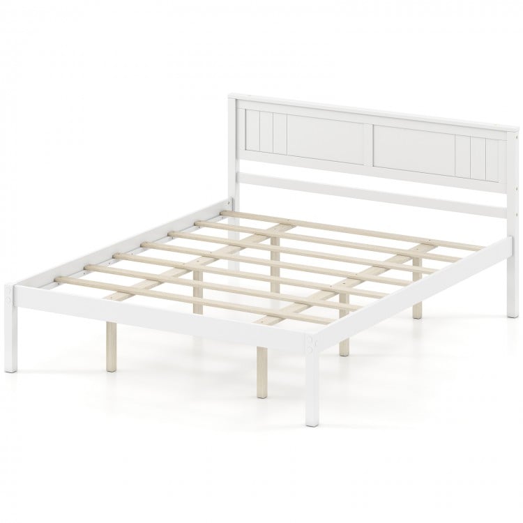 Twin/Full/Queen Size Sturdy Wooden Bed Frame with Headboard and Slat Support-Queen Size