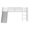 Twin Metal Loft Bed with Slide with Safety Guardrails and Built-in Ladder-Silver