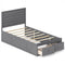 Twin Size Bed Frame with Storage Drawers and Headboard-Gray