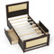 Twin Size Rattan Bed Frame with Storage Drawers-Coffee