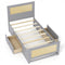 Twin Size Rattan Bed Frame with Storage Drawers-Gray