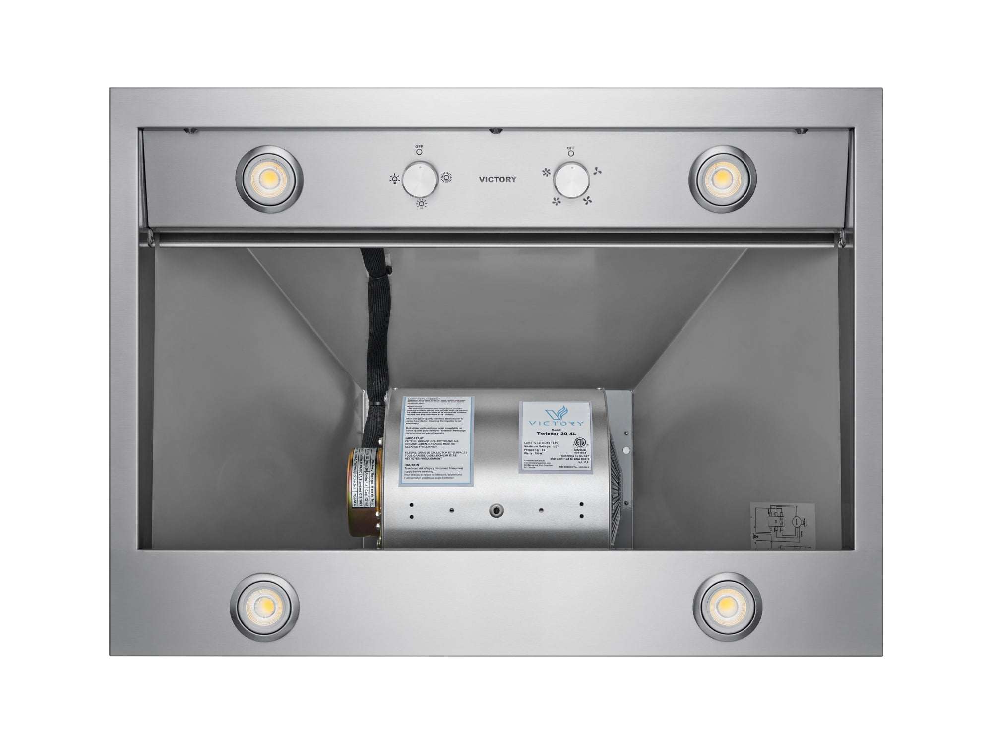 36 Inch 750 CFM Wall Mount Range Hood - VICTORY Twister 
