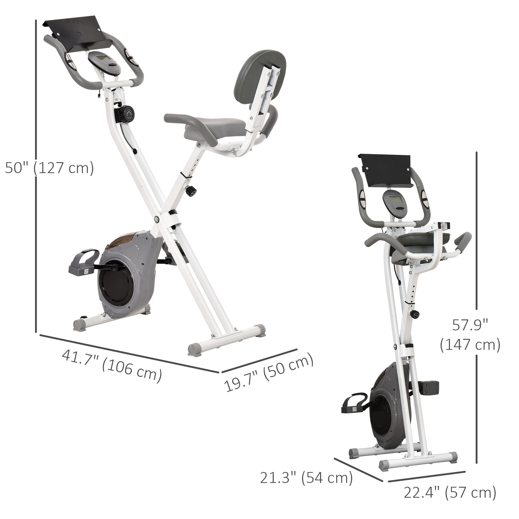 Soozier Folding Exercise Bike, Indoor Stationary Bike with 8-Level Magnetic Resistance and LCD Monitor, for Cardio Workout Grey 