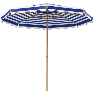 Outsunny 9FT Patio Umbrella with 8 Ribs, Crank, Tilt, UPF 50+, 2-Tier Vent for Garden, Deck, Poolside, Blue 