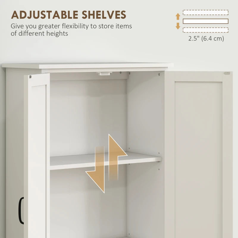 60" 4-Door Storage Cabinet Multi-Storey Large Space Pantry with Adjustable Shelves White