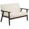 HOMCOM Compact Loveseat Sofa Couch Linen Fabric Double Seat Sofa with Rubber Wood Legs Cream White