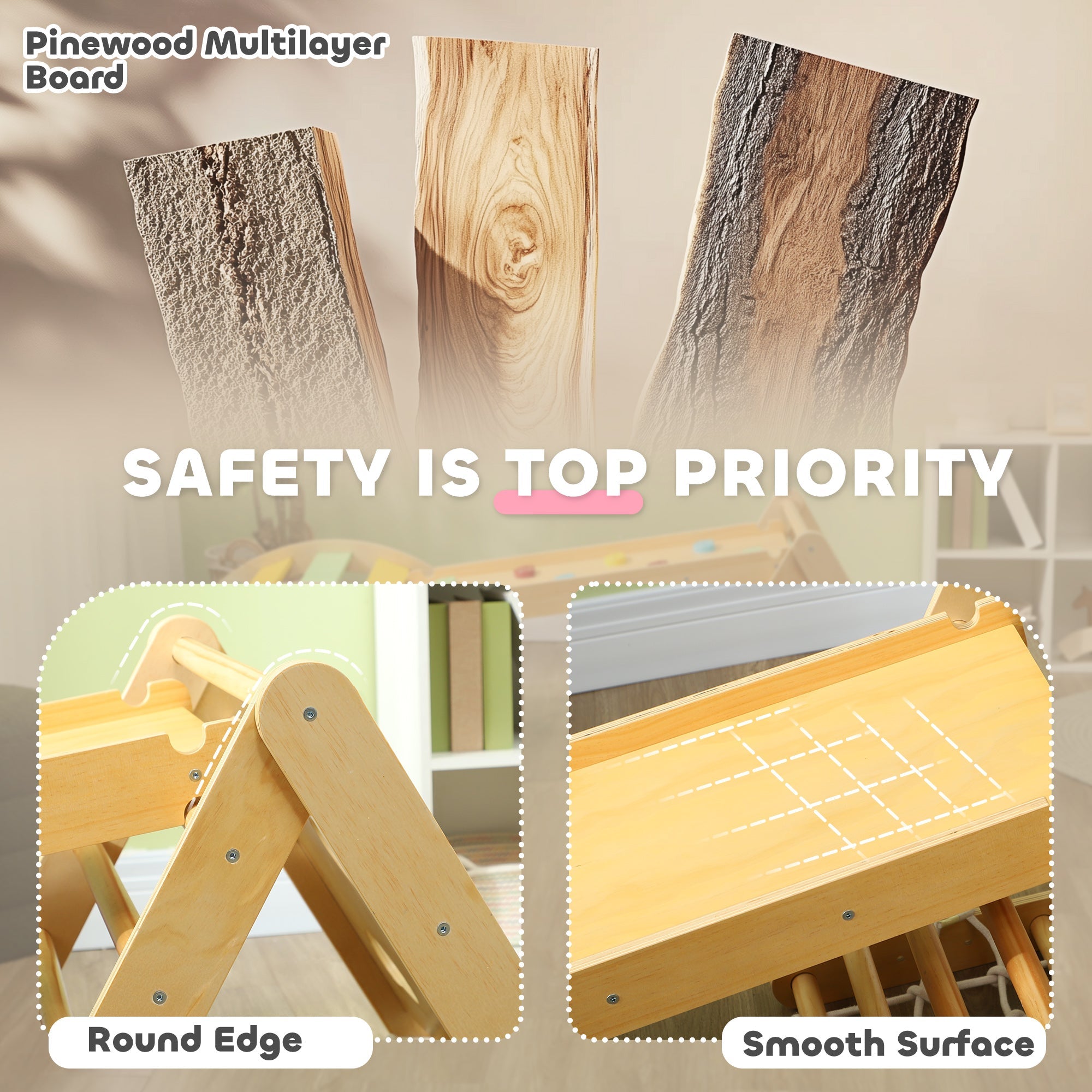 Qaba 7 in 1 Pikler Triangle Set with Ramp, Arch Ladder, for 18-48 Months, Multicolour 