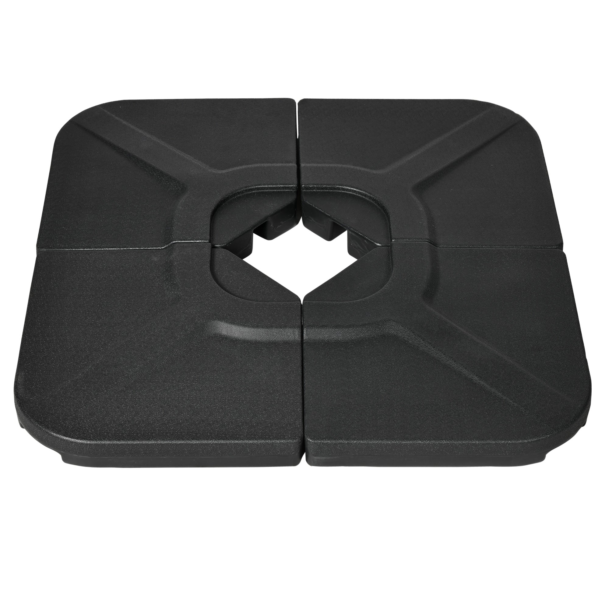 Outsunny Patio Umbrella Base Weights 4 Pieces HDPE Water Sand Filled for Cross Base Stand Black 