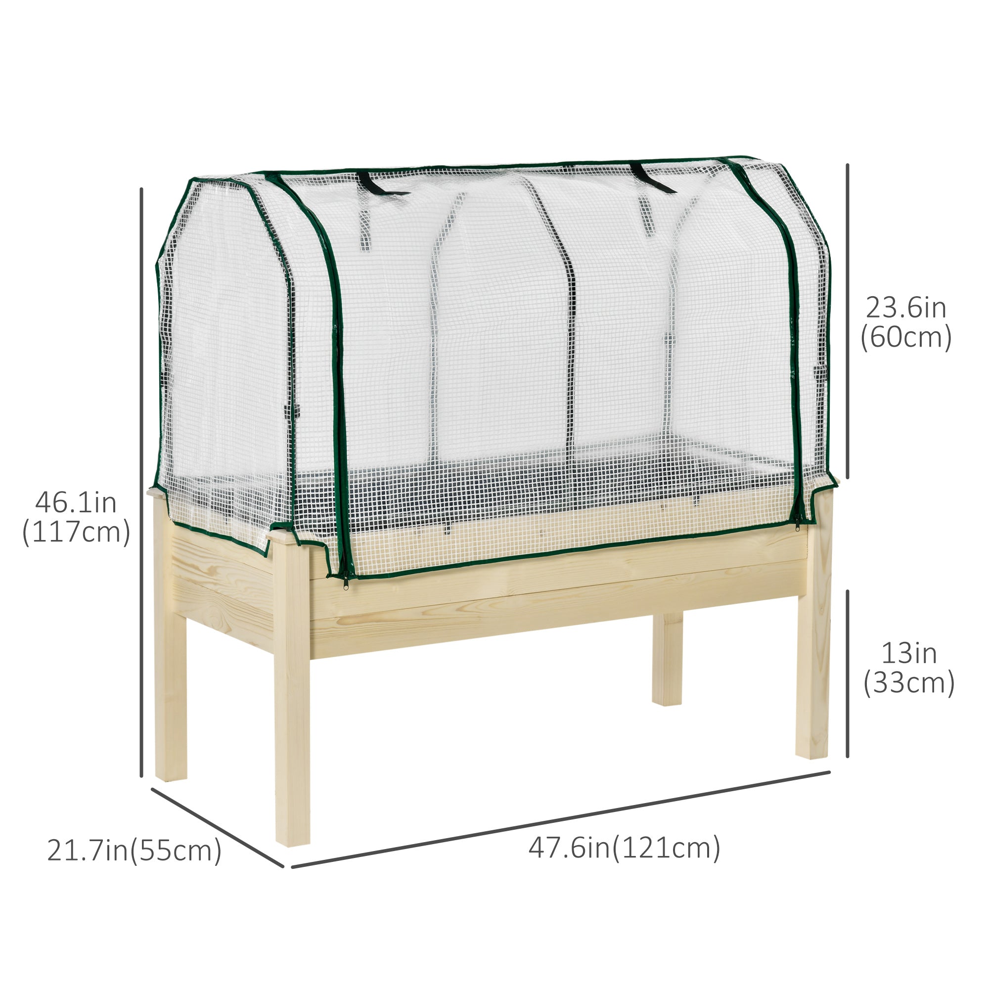 Aosom Elevated Wood Planter Box with PE Greenhouse Cover - Outdoor Raised Garden Bed for Herbs and Vegetables, Perfect for Patio Use 