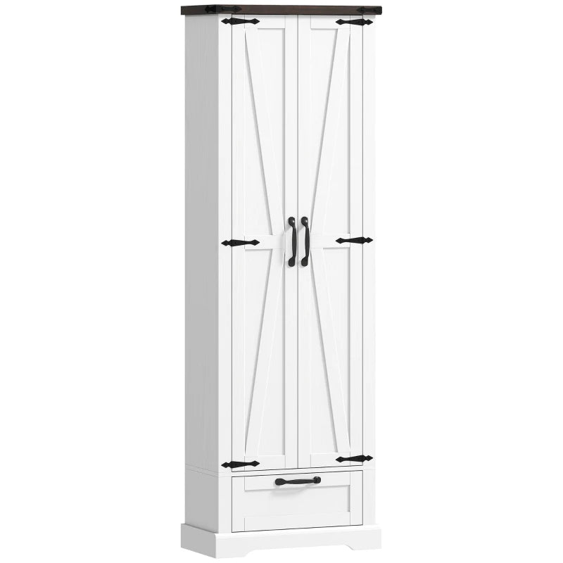 71" Pantry Cabinet, Kitchen Storage Cabinet with Adjustable Shelves, 2 Doors and Drawer for Dining Room, White