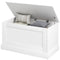 HOMCOM 31.5 Inches Storage Chest, Storage Trunk with Safety Hinge, Wooden Toy Box for Living Room, White Wood Grain