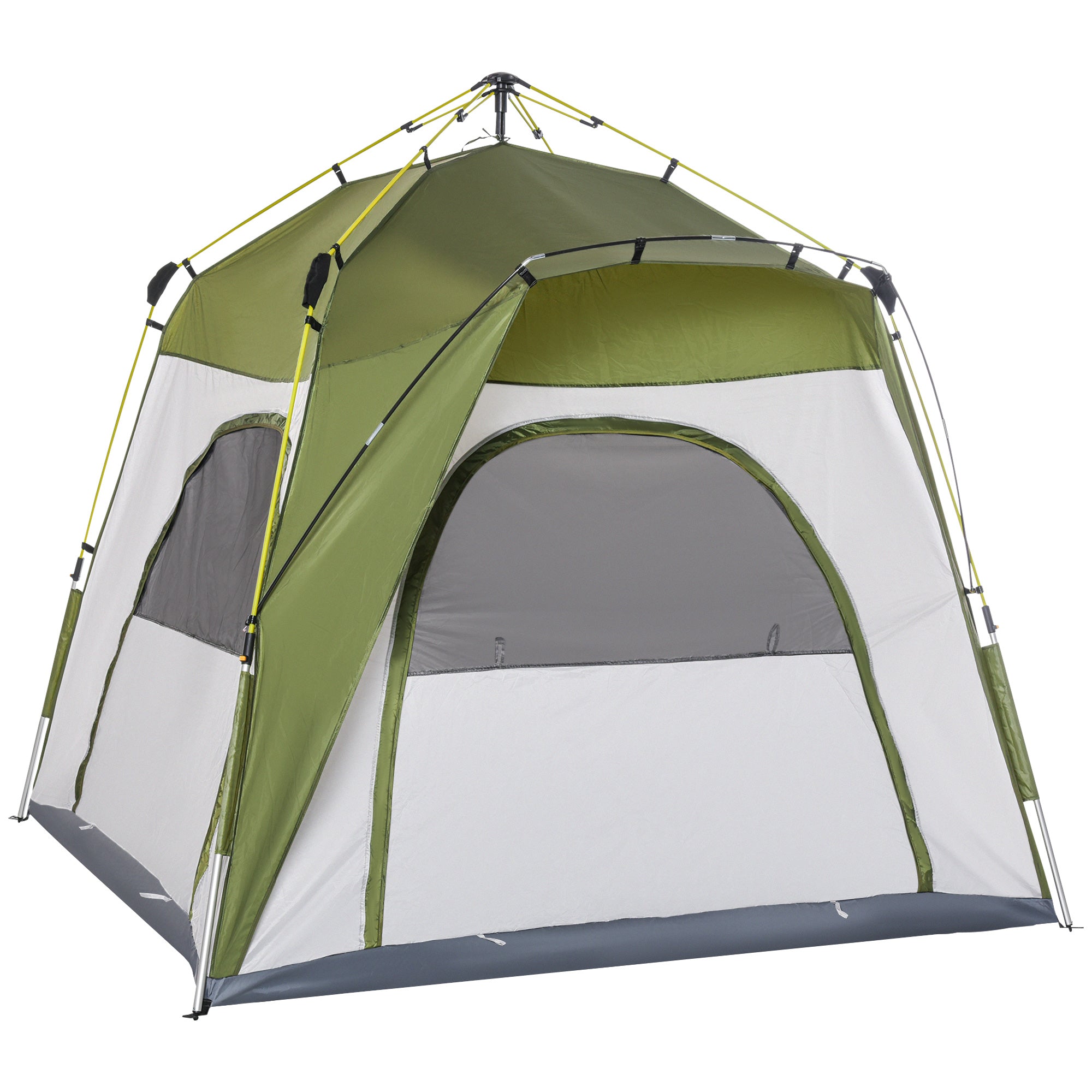 Outsunny Automatic Camping Tent Instant Outdoor Easy Pop Up Portable Backpacking Dome Shelter 4 Person Green 