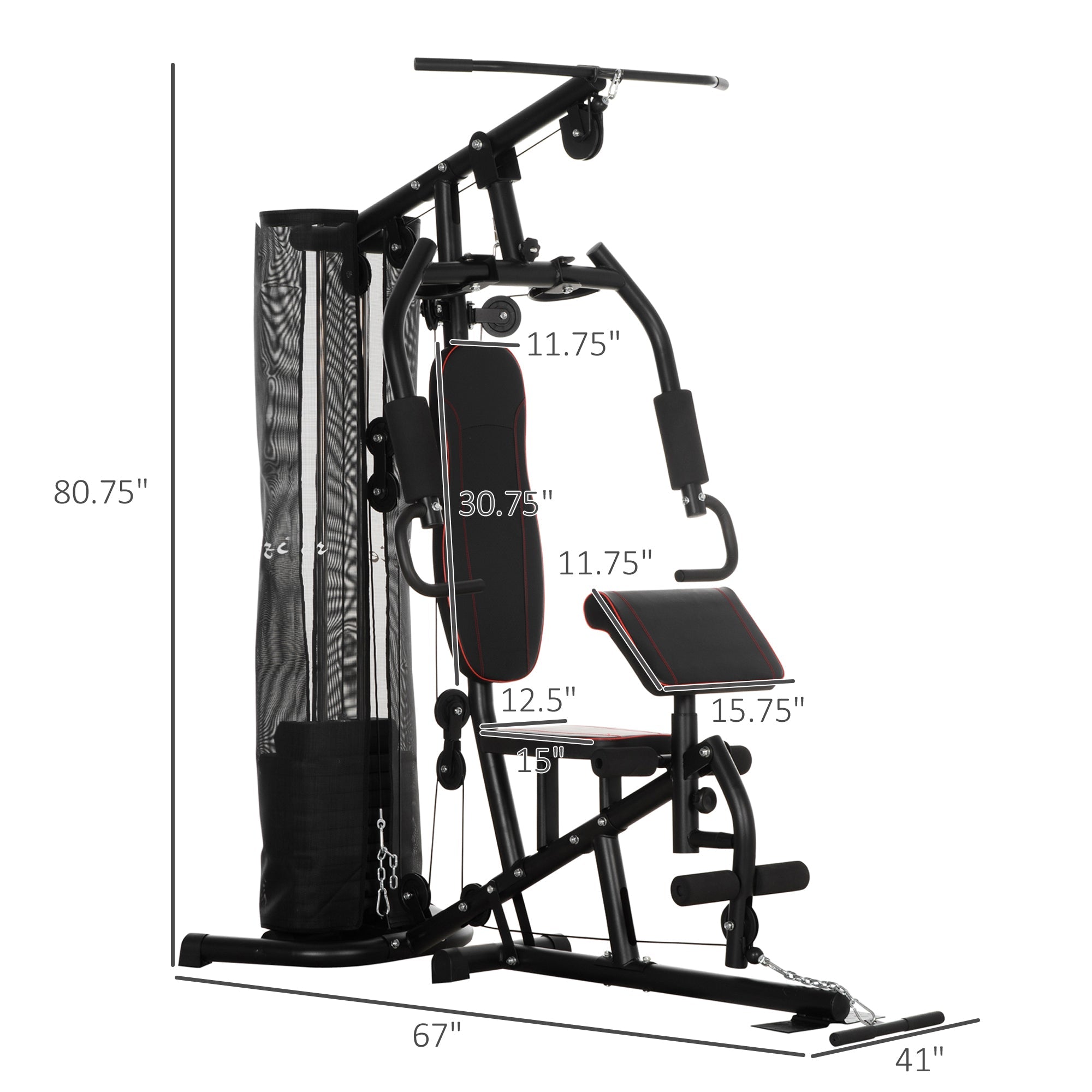 Soozier Multifunction Home Gym Equipment 100Lbs Weight Stack Full Body Workout Chest Arm Leg Back 