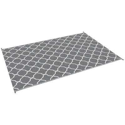 Outsunny Waterproof  Outdoor Rug, 6' x 9' RV Rug Reversible Mat for Backyard, Deck, Picnic, Beach, Camping, Grey & White Net 