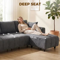 L-Shaped 4-Seater Sectional Sofa with Reversible Chaise, Spring Cushions & 2 Pillows