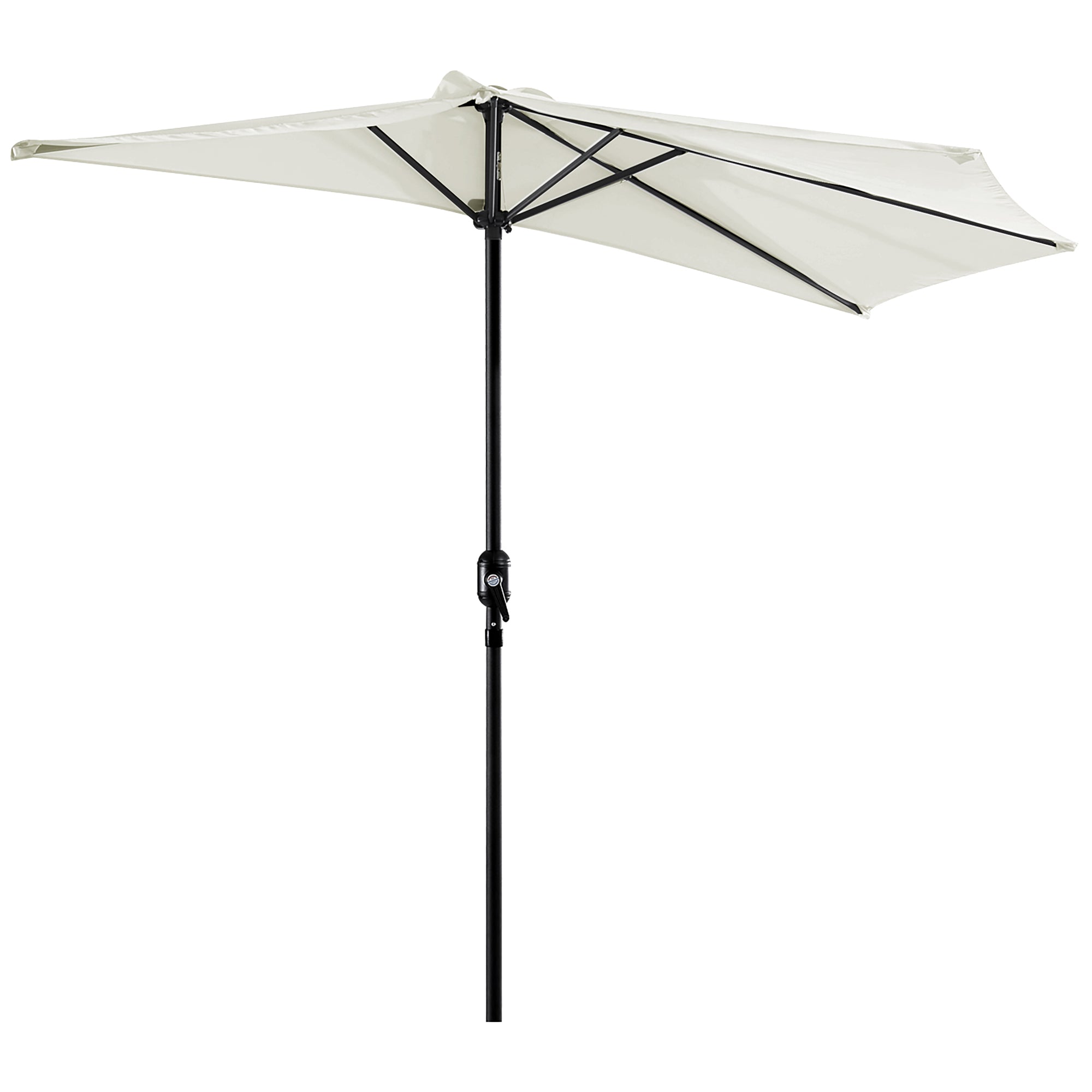 Outsunny 9ft Half Round Balcony Umbrella: Patio Garden Parasol Sun Shade, Beige 
