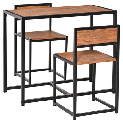 HOMCOM Cozy Dining Duo: 2-Person Industrial Kitchen Table and Chairs Set for Small Spaces, Dining Room Furniture 