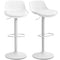 Counter Height Bar Stools Set of 2, Streamlined Bar Chairs with Adjustable Height and Swivel PU Leather Seat, White