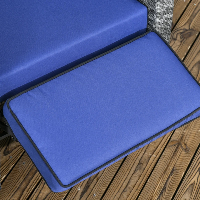 Outdoor Recliner Chair with Adjustable Backrest and Footrest, Washable Cushion, Side Tray, Dark Blue