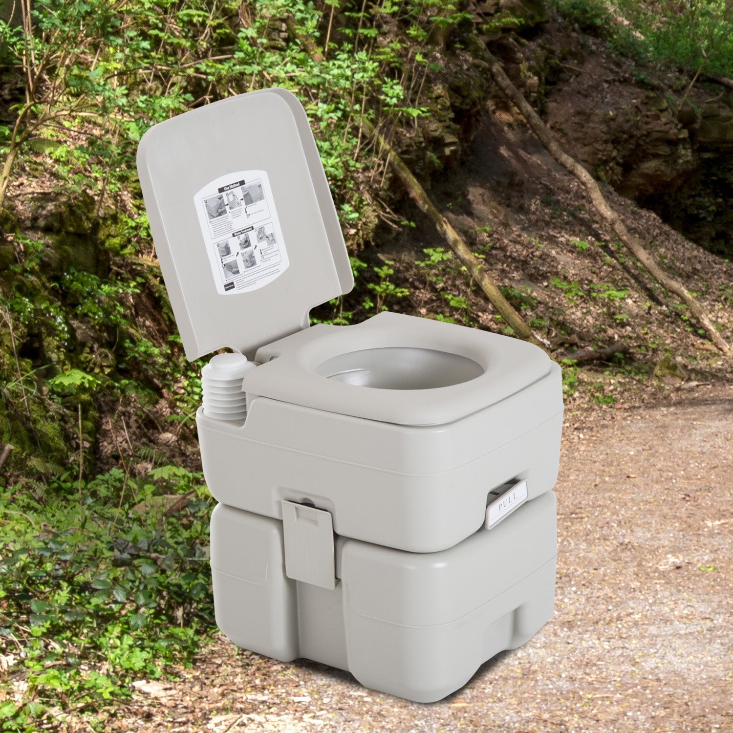kleankin Outdoor Portable Travel Toilet Detachable Flushable Tank Easy to Use 3 Way Pistol for Camping Hiking Boating Roadtripping 