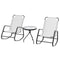 Outsunny Patio Rocking Chairs Set of 2, 3 Pieces Patio Bistro Set with Metal Frmae, Breathable Mesh Fabric Seat for Garden, Deck, White