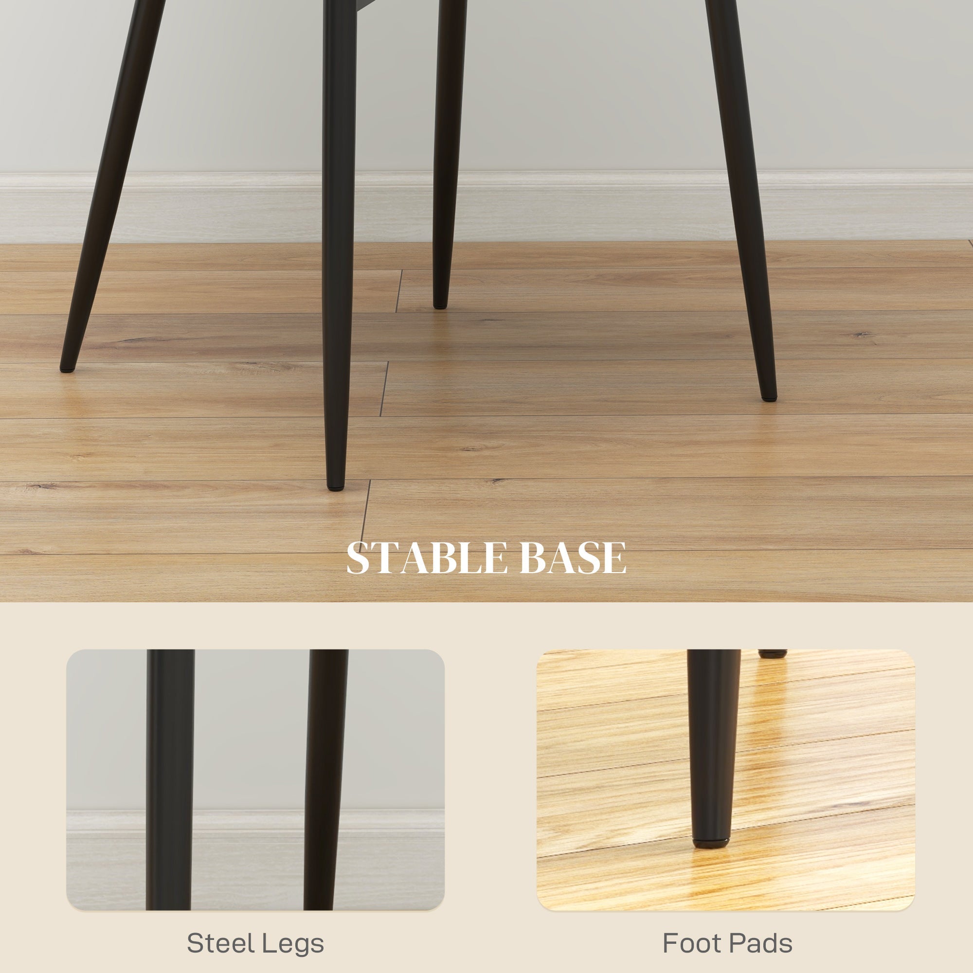 HOMCOM Modern PU Leather Dining Chairs Set of 2 Metal Legs for Dining Room Living Room Khaki 