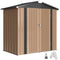 6.5' x 4'  Outdoor Storage Shed, Metal Garden Shed with Lockable Double Doors, 4 Vents, Brown
