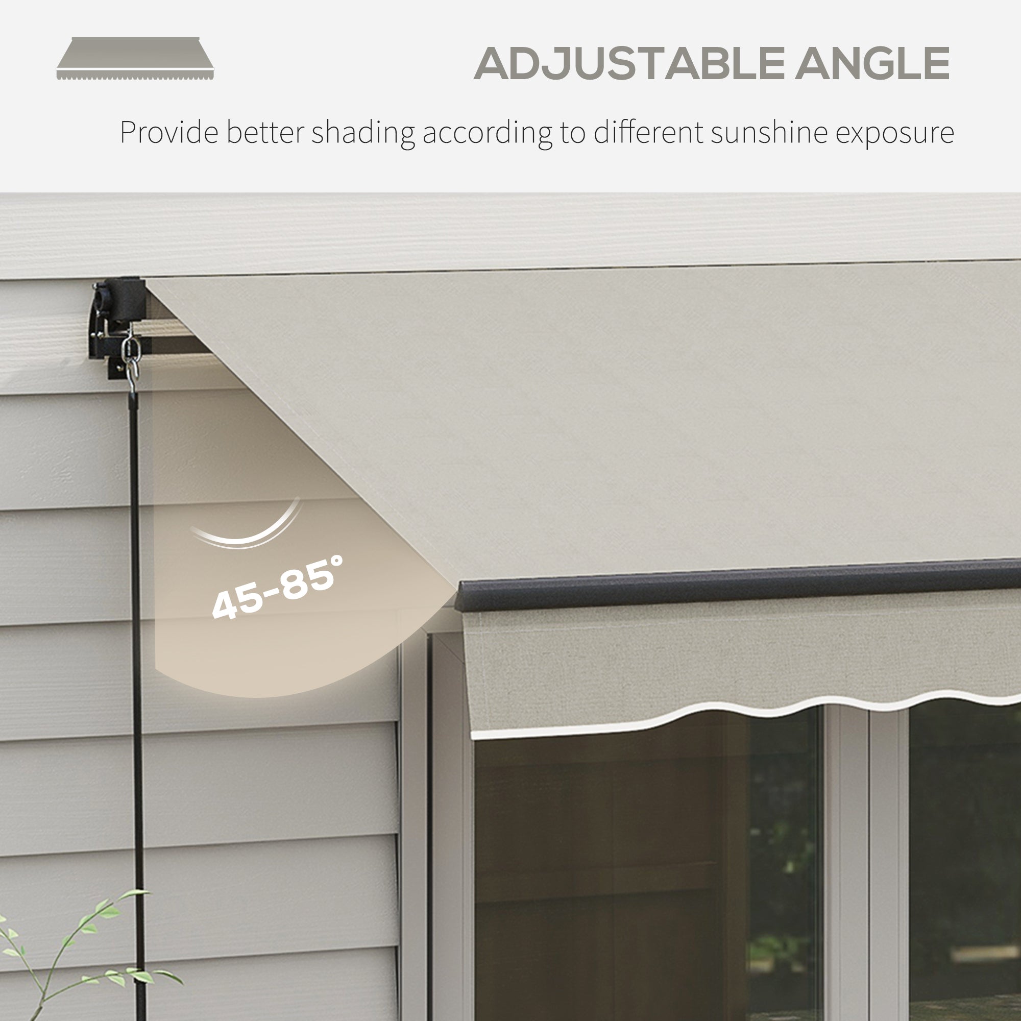 Outsunny Retractable Awning 10' x 8' 280gsm UV Resistant Sunshade Shelter Deck Balcony Yard Light Grey 