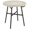 Rattan Side Table, Round Outdoor Table, with Round PE Rattan and Tempered Glass Table Top for Patio, Garden, Cream White